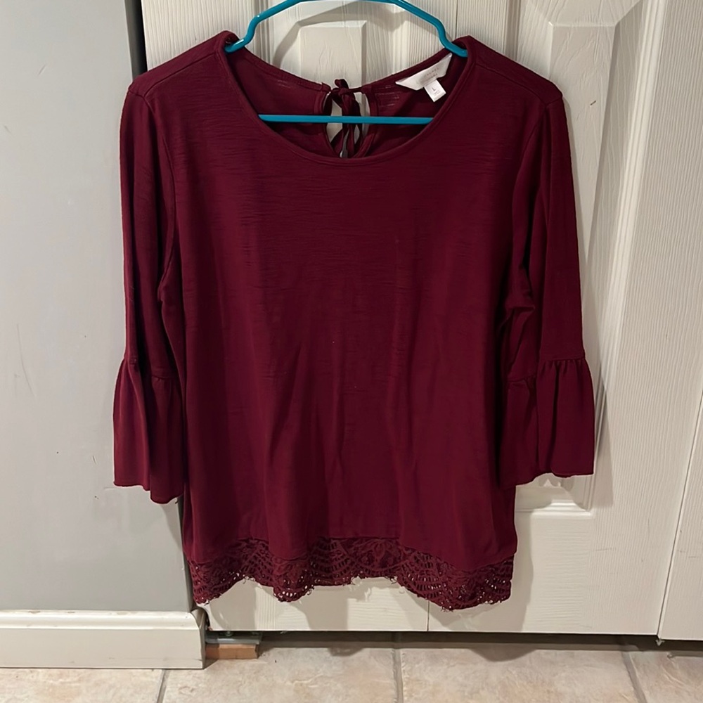 Lauren Conrad L maroon top with lace bottom